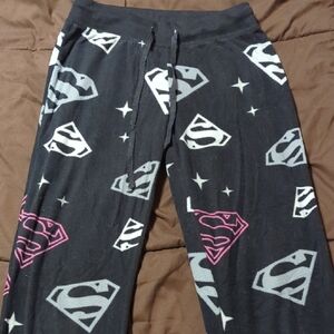 Black and Pink Superman Pajama Pants
